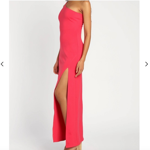Lulus Good Times Only Hot Pink One-Shoulder Maxi Dress - Picture 3 of 5